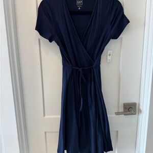 GAP Blue Mini wrap dress navy NWT XS women